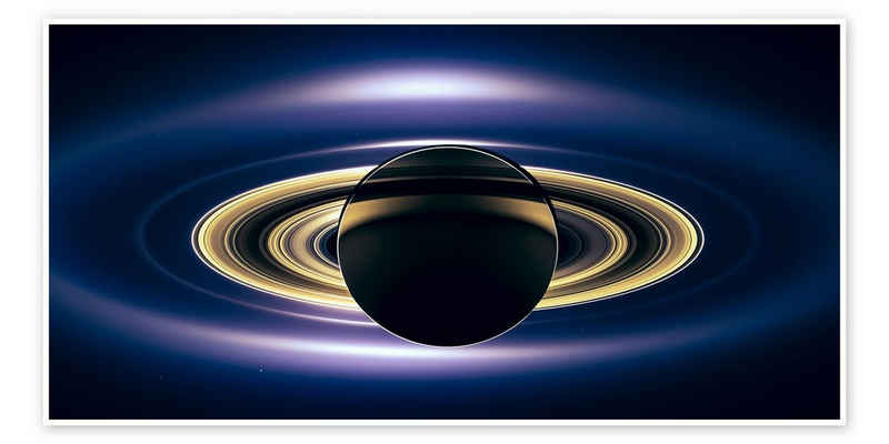 Posterlounge Poster NASA, Planet Saturn - Ringe im Sonnenlicht, Fotografie
