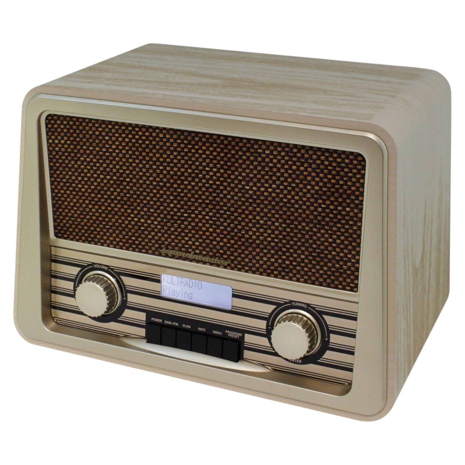 Soundmaster NR920HBR Nostalgie Radio DAB+ UKW-RDS Auto-Scan LCD Festspeicher Digitalradio (DAB) (Digitalradio DAB+, UKW-RDS Radio, 2 W)