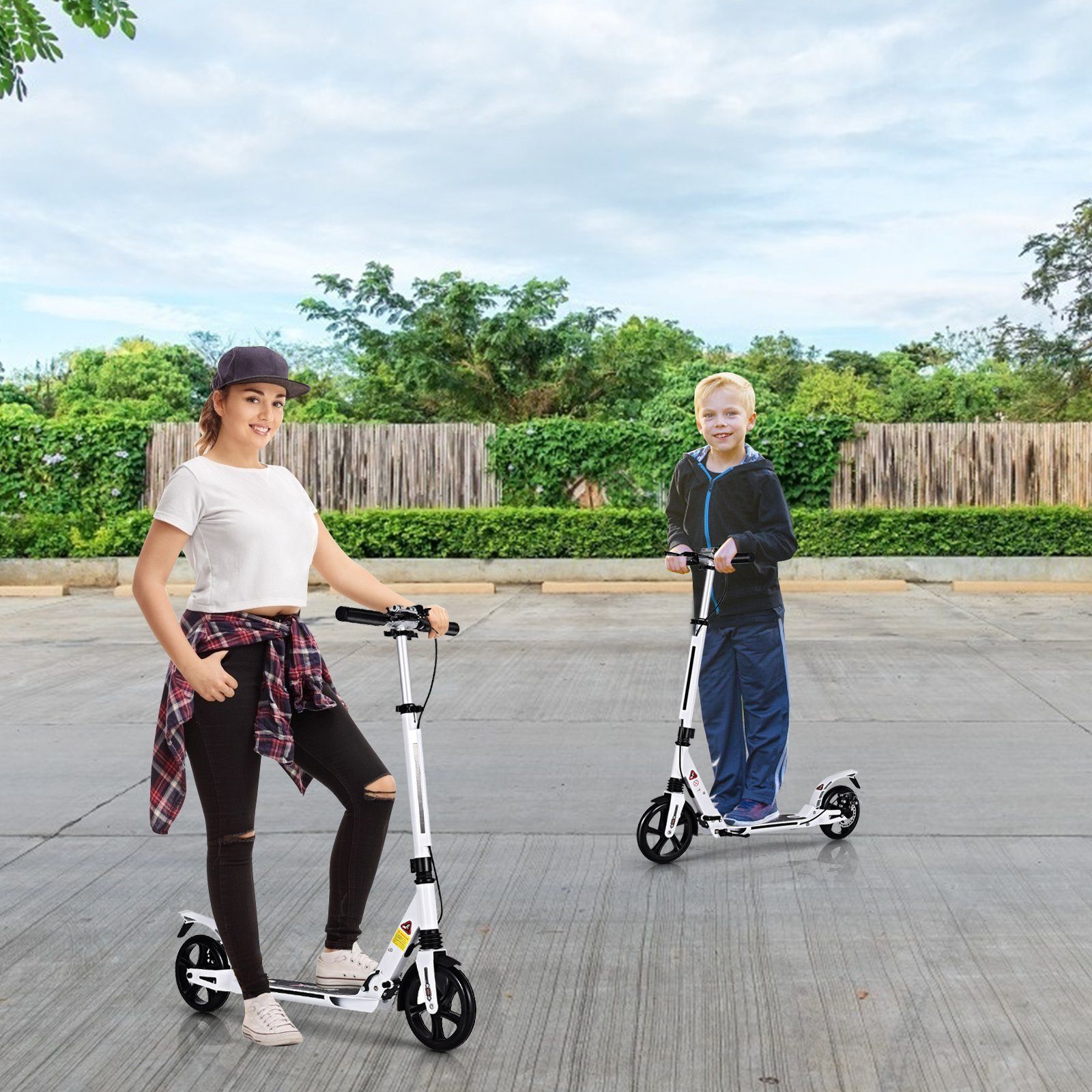COSTWAY Cityroller Scooter, höhenverstellbar & klappbar, mit Handbremse