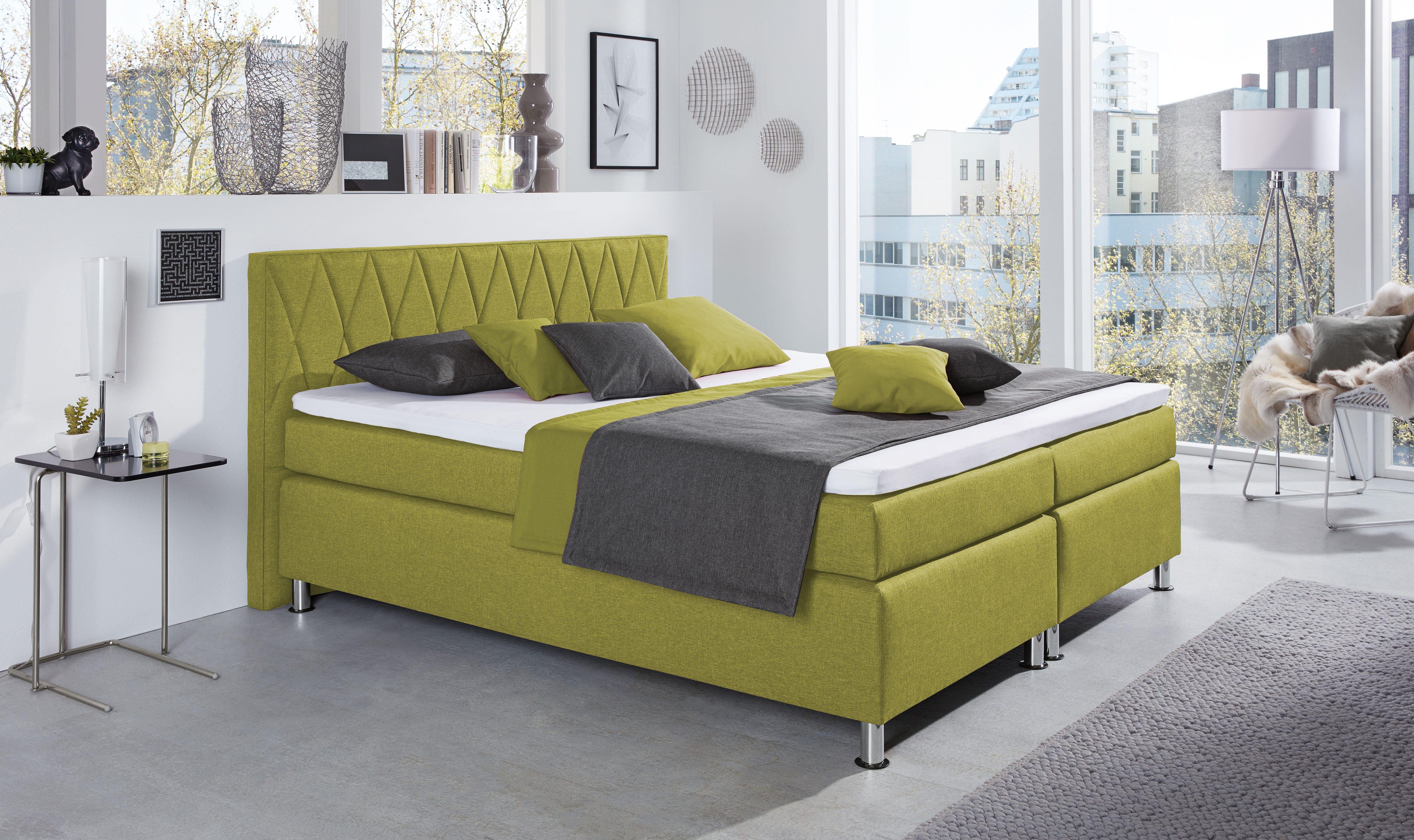 hapo Boxspringbett ATLANTA (Topper separat erhältlich), erhältlich in verschiedenen Breiten, Farben & Maratzenarten