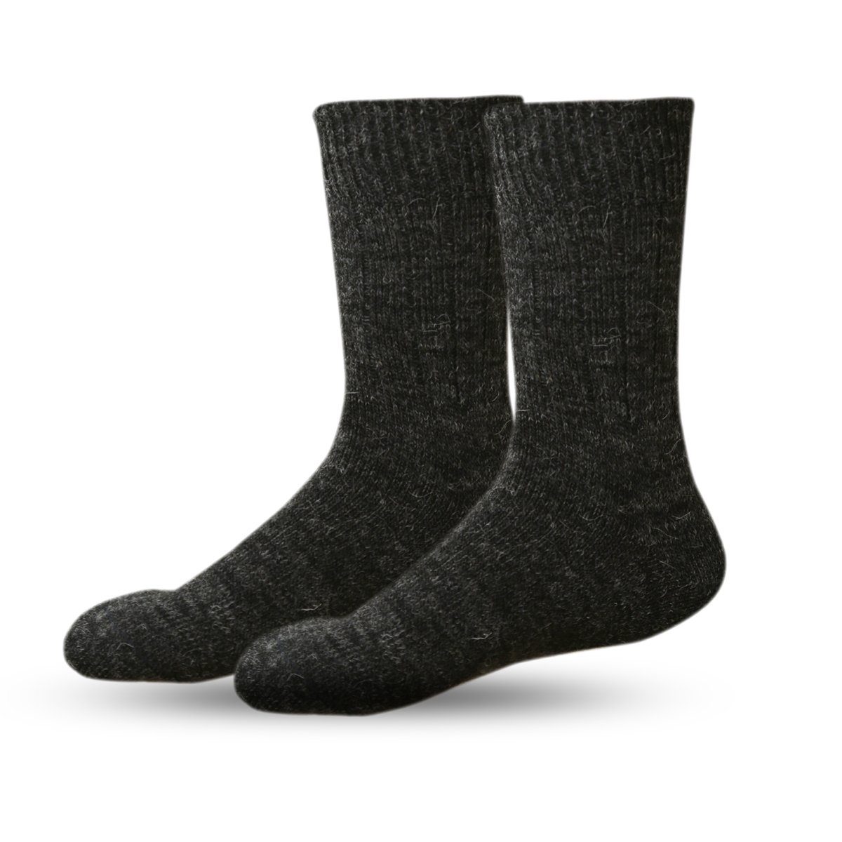 Paar 2er-Set Warm Alpakasocke "Dünn" Sonia dunkelgrau Winter 2 Wolle Norwegersocken Schaf Originelli