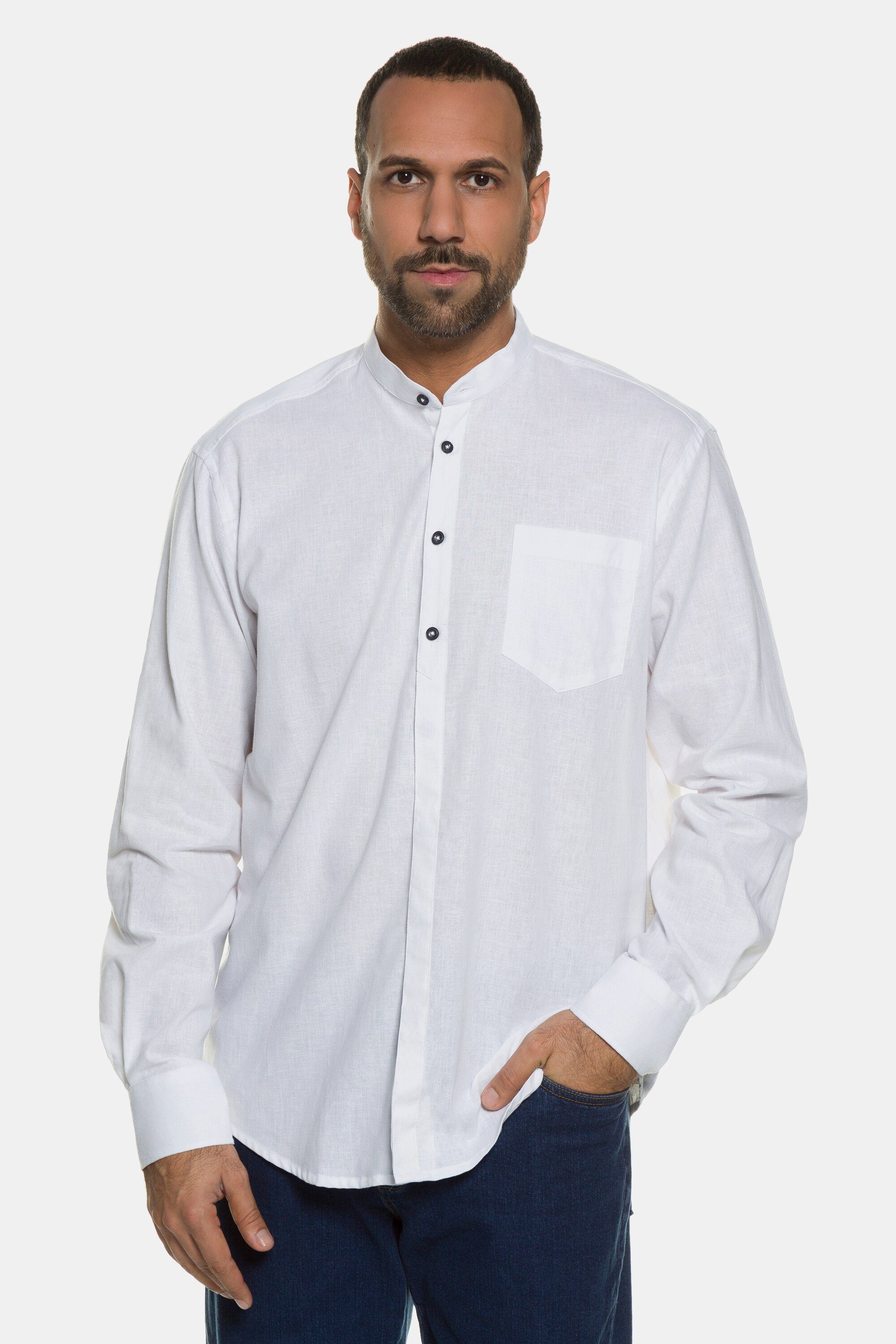 JP1880 Businesshemd bis 8XL Hemd Oberteil Leinen-Baumwoll Mischung