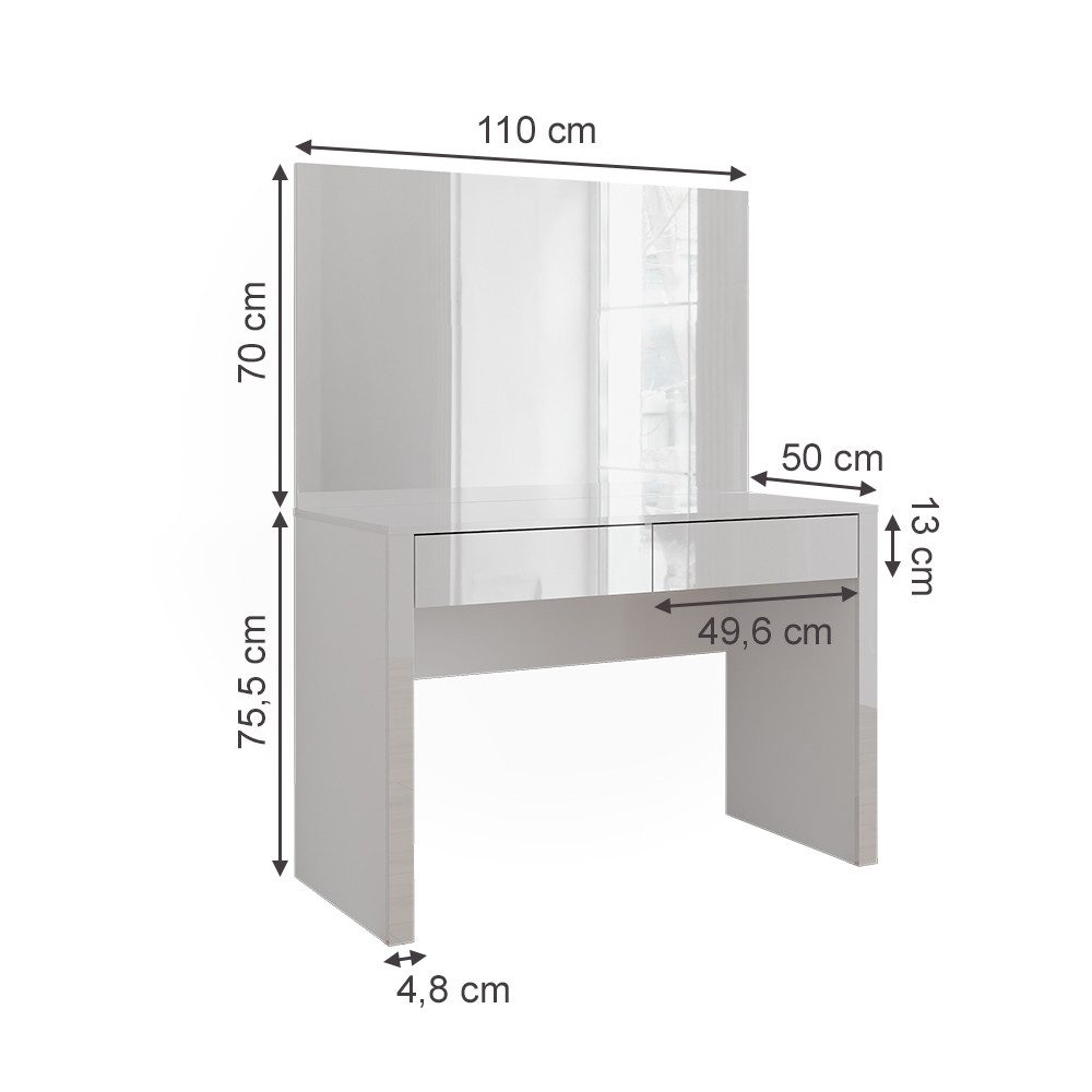 Vicco Schminktisch Annabelle, Weiß Hochglanz/Weiß, 110 günstig online kaufen