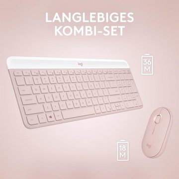 Logitech MK470 Slim Combo Kabelloses Modernes, kompaktes Layout, Extrem leiser Tastatur- und Maus-Set, 2,4-GHz-USB-Empfänger Plug-n'Play-Konnektivität mit Windows, Deutsches