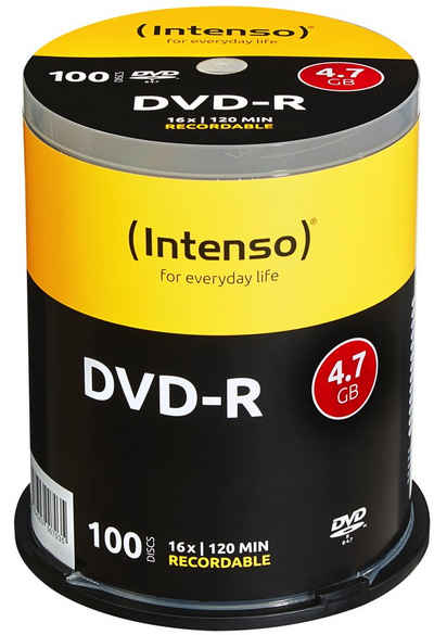 Intenso DVD-Rohling 100 Intenso Rohlinge DVD-R 4,7GB 16x Spindel