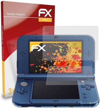 atFoliX Schutzfolie für Nintendo New 3DS XL 2015, (3er Set), Entspiegelnd und stoßdämpfend