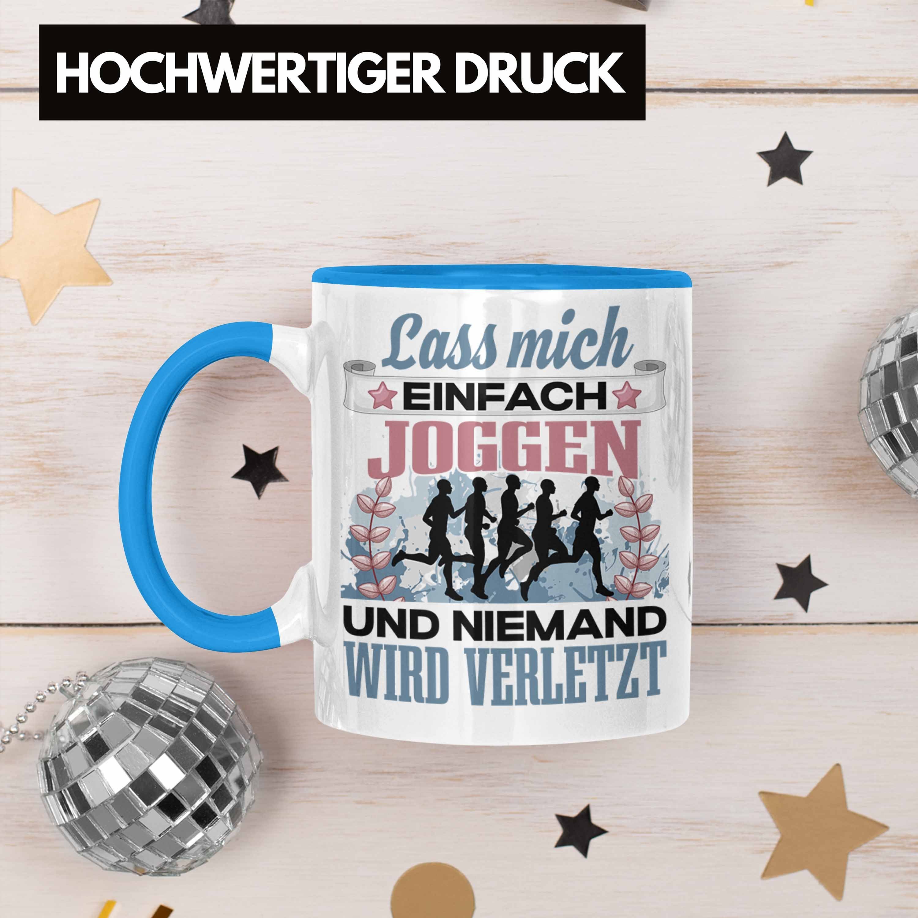 Geschenkidee Joggen Laufen Tasse Mic - Trendation Lass Spruch Blau Geschenk Tasse Trendation