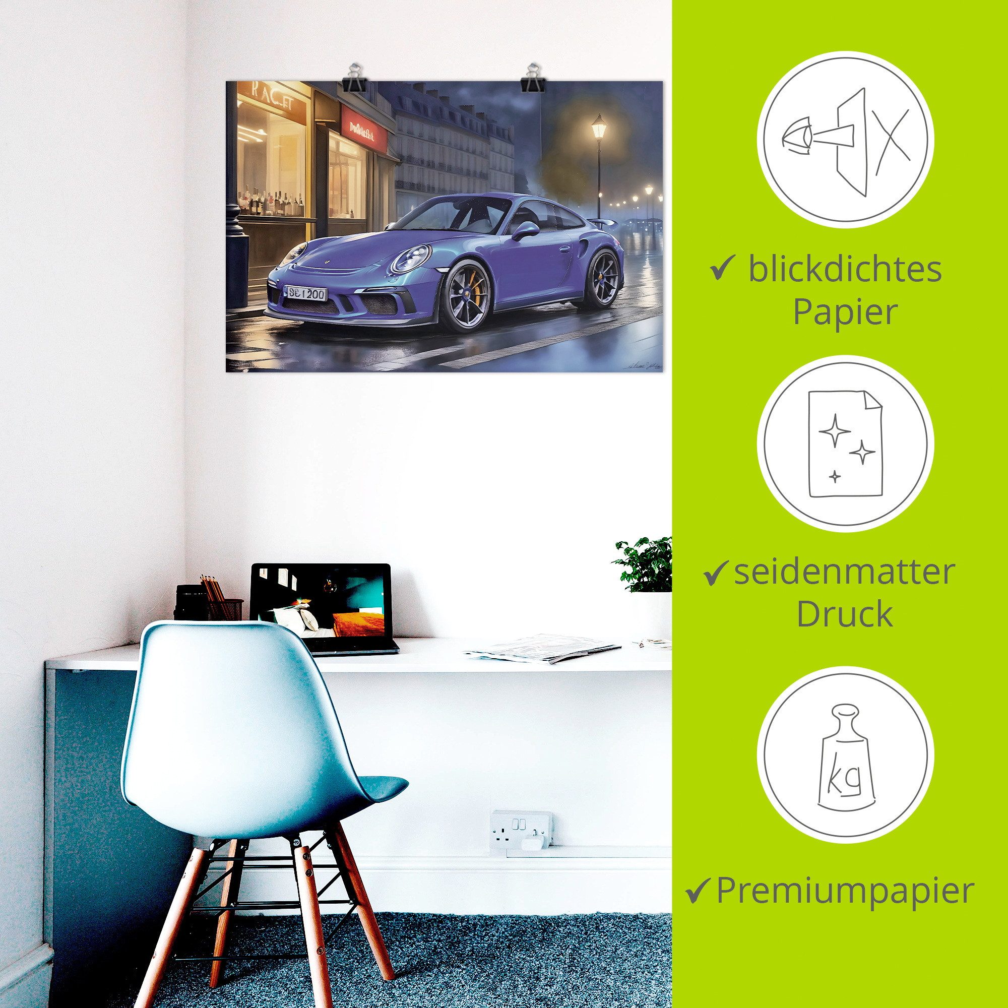Artland Wandbild Porsch urban, Auto (1 St), als Alubild, Leinwandbild, Poster, Wandaufkleber in verschied. Größen