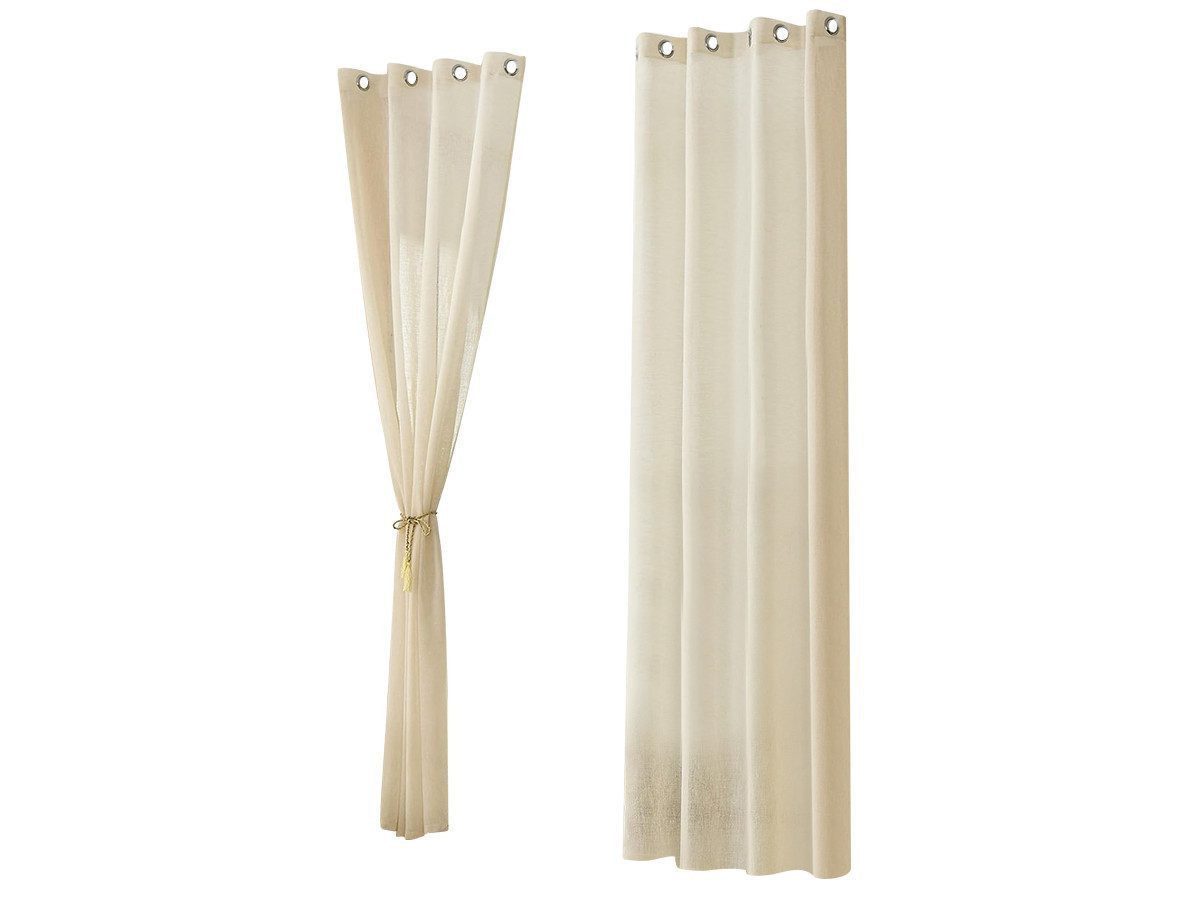 Woltu Gardine (2 St), Ösen, halbtransparent, mit Ösen Leinen Optik Ösenscha günstig online kaufen