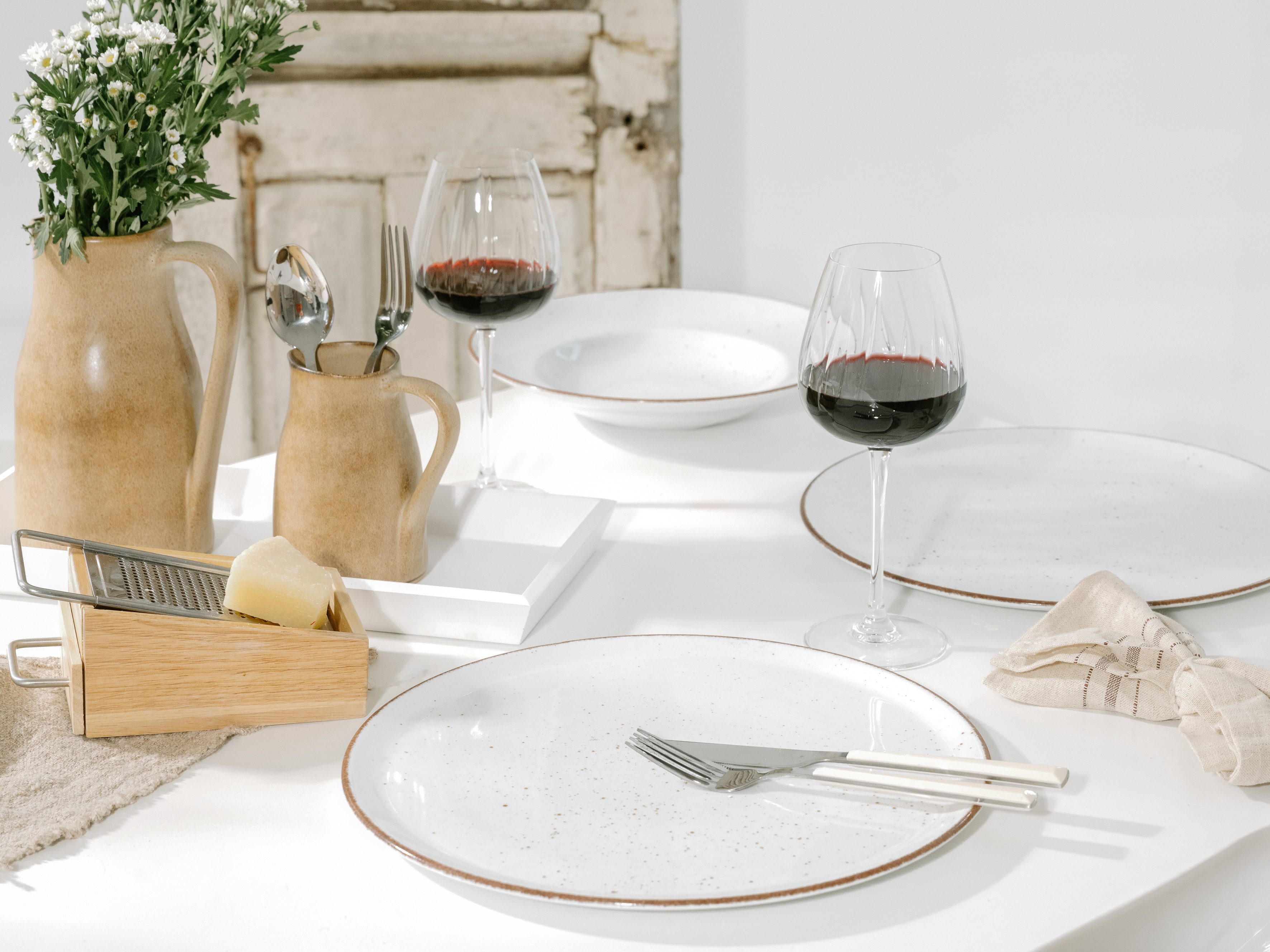 CreaTable Pizzateller Vintage Nature, Teller Set, 4-tlg., (4 St), Naturverbundenes Design, Vielseitig einsetzbar