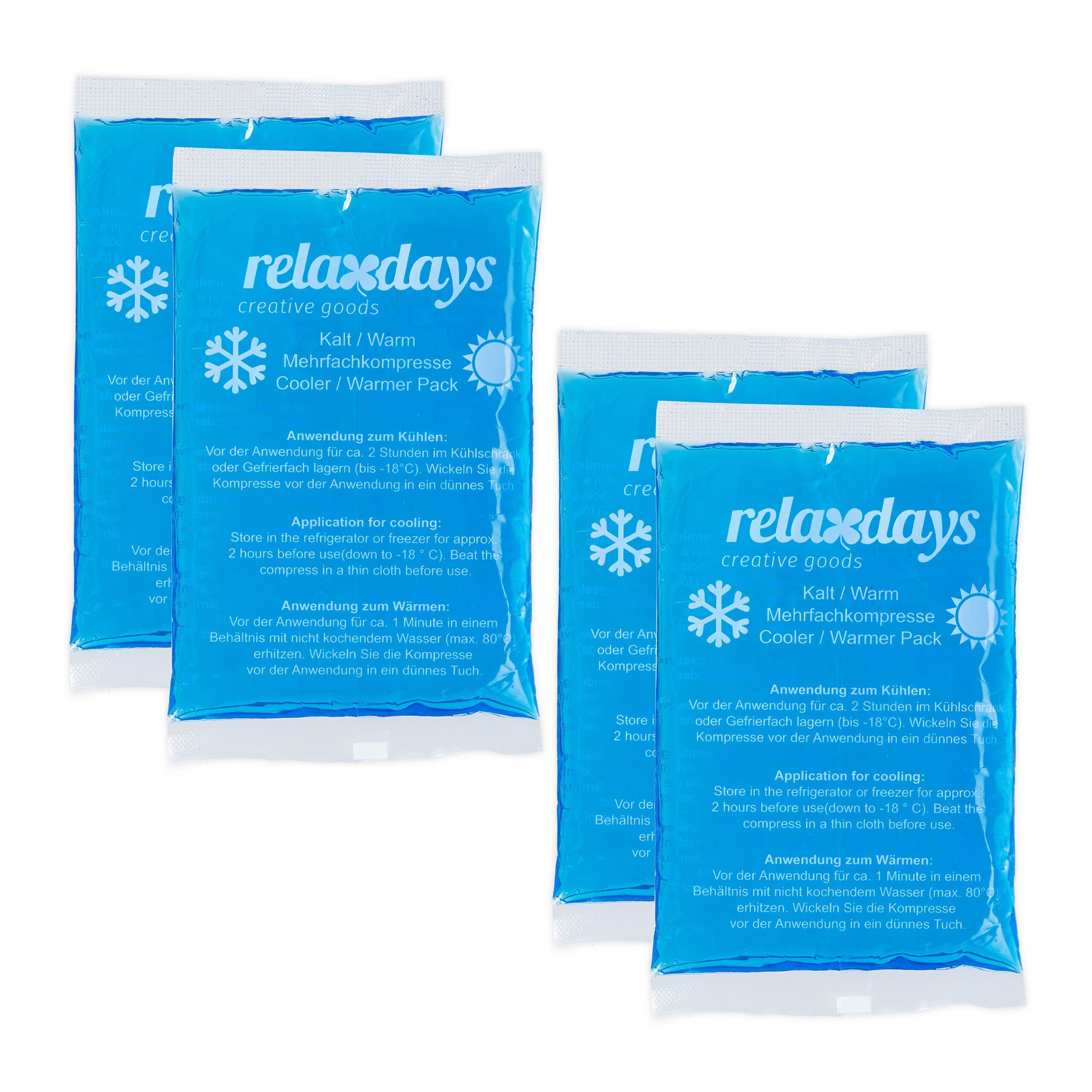 relaxdays Kühlpad Kühlpads rechteckig 4er Set blau