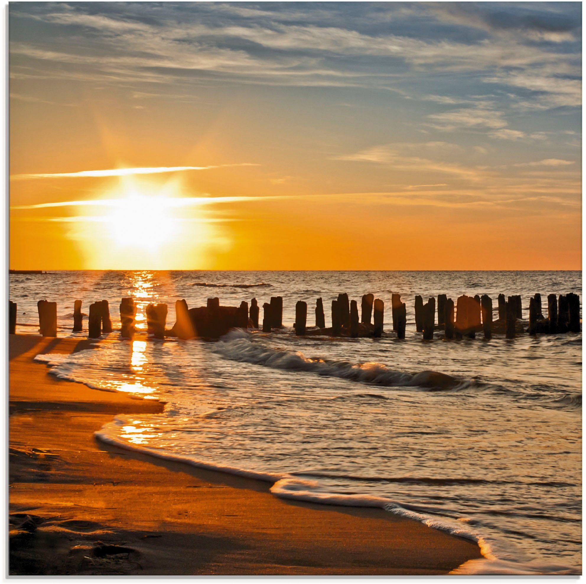 Artland Glasbild Schöner (1 am Strand, Größen verschiedenen Sonnenuntergang Strand in St)