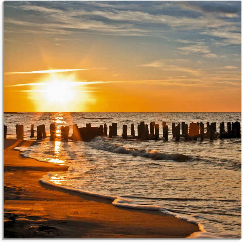 Artland Glasbild Schöner Sonnenuntergang am Strand, Strand (1 St), in verschiedenen Größen