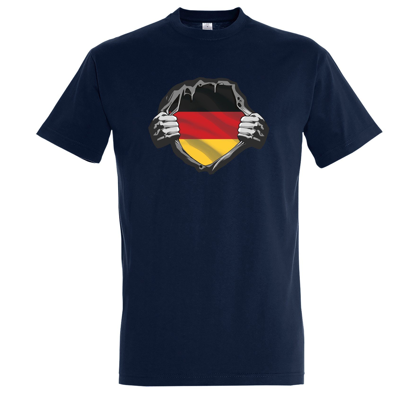 trendigem Deutschland T-Shirt Herz T-Shirt Herren Youth Frontprint Designz mit Navy