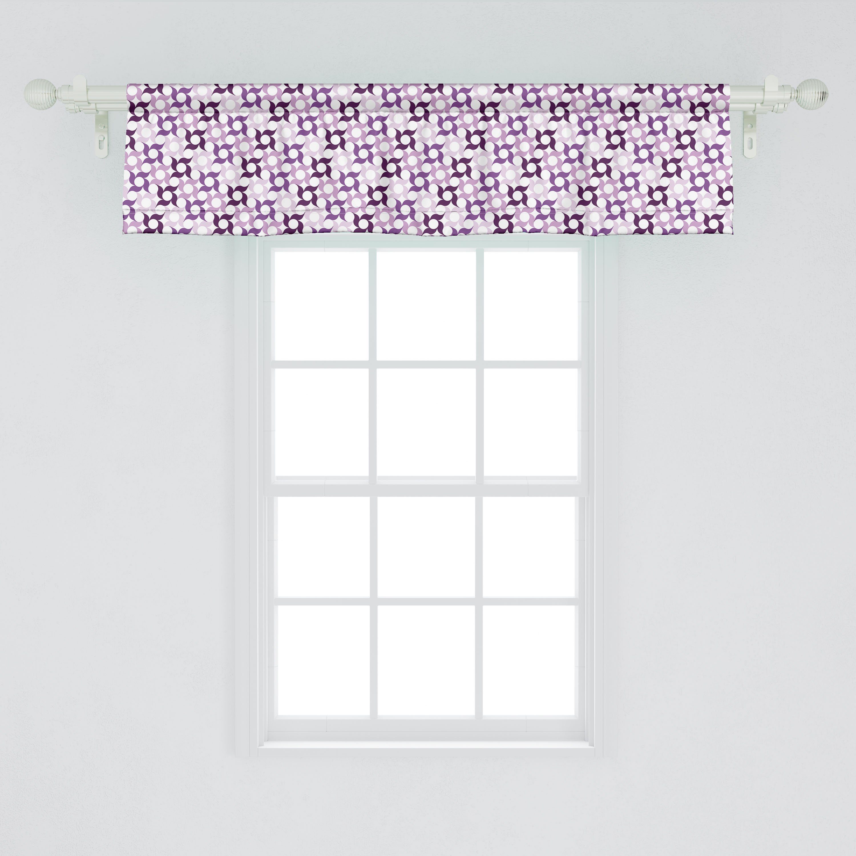 Pinwheel Küche Schlafzimmer für Abakuhaus, Blumenart Wirbelnde Dekor mit Microfaser, Vorhang Stangentasche, Scheibengardine Volant