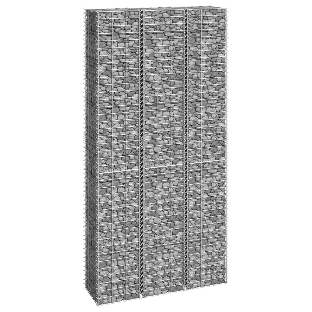 vidaXL Hochbeet Gabionen-Hochbeete 3 Stk 30x30x200 cm Eisen