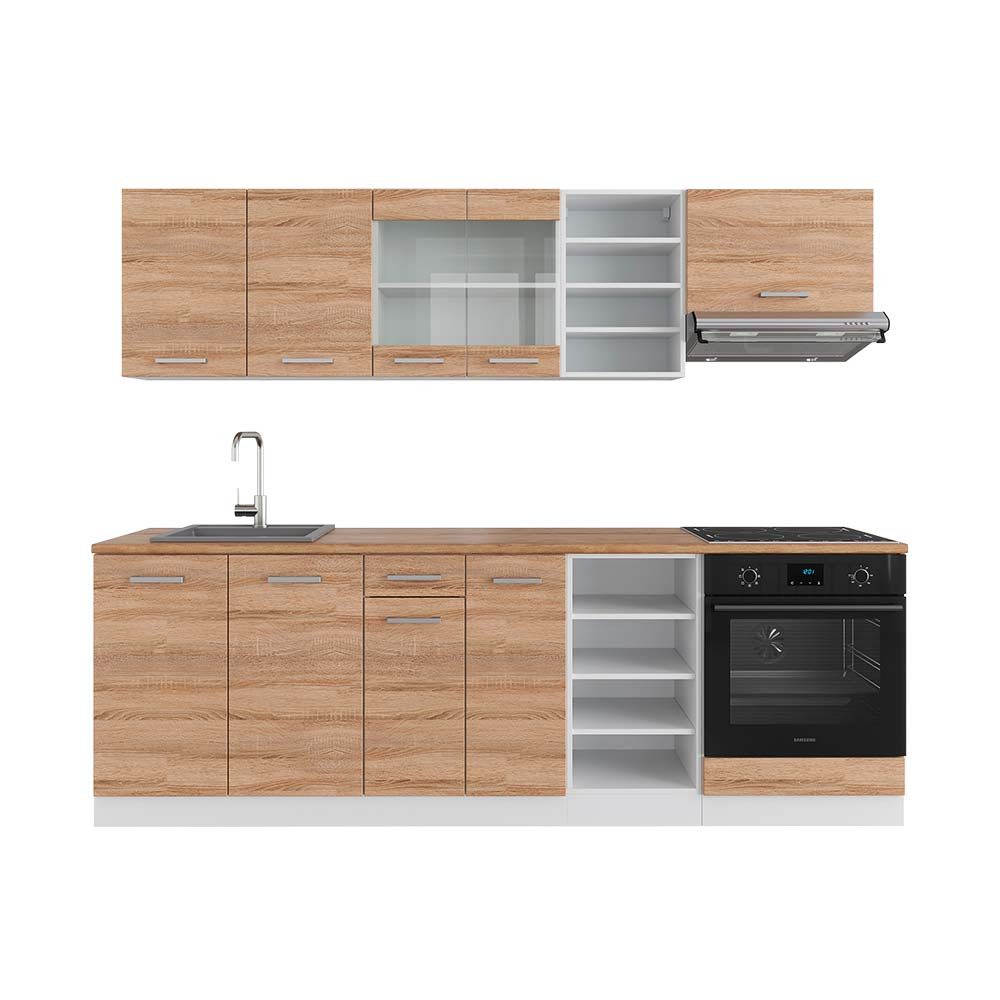Vicco Küchenzeile R-Line, Sonoma/Weiß/Weiß, 240 cm, günstig online kaufen