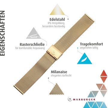 MARBURGER Uhrenarmband 20mm Edelstahl Gold Milanaise