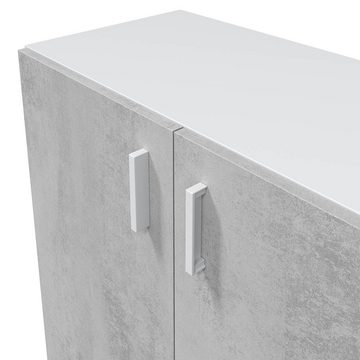 freiraum Mehrzweckschrank Tidy in Weiß / Beton Grau - 80x92x37 (BxHxT)