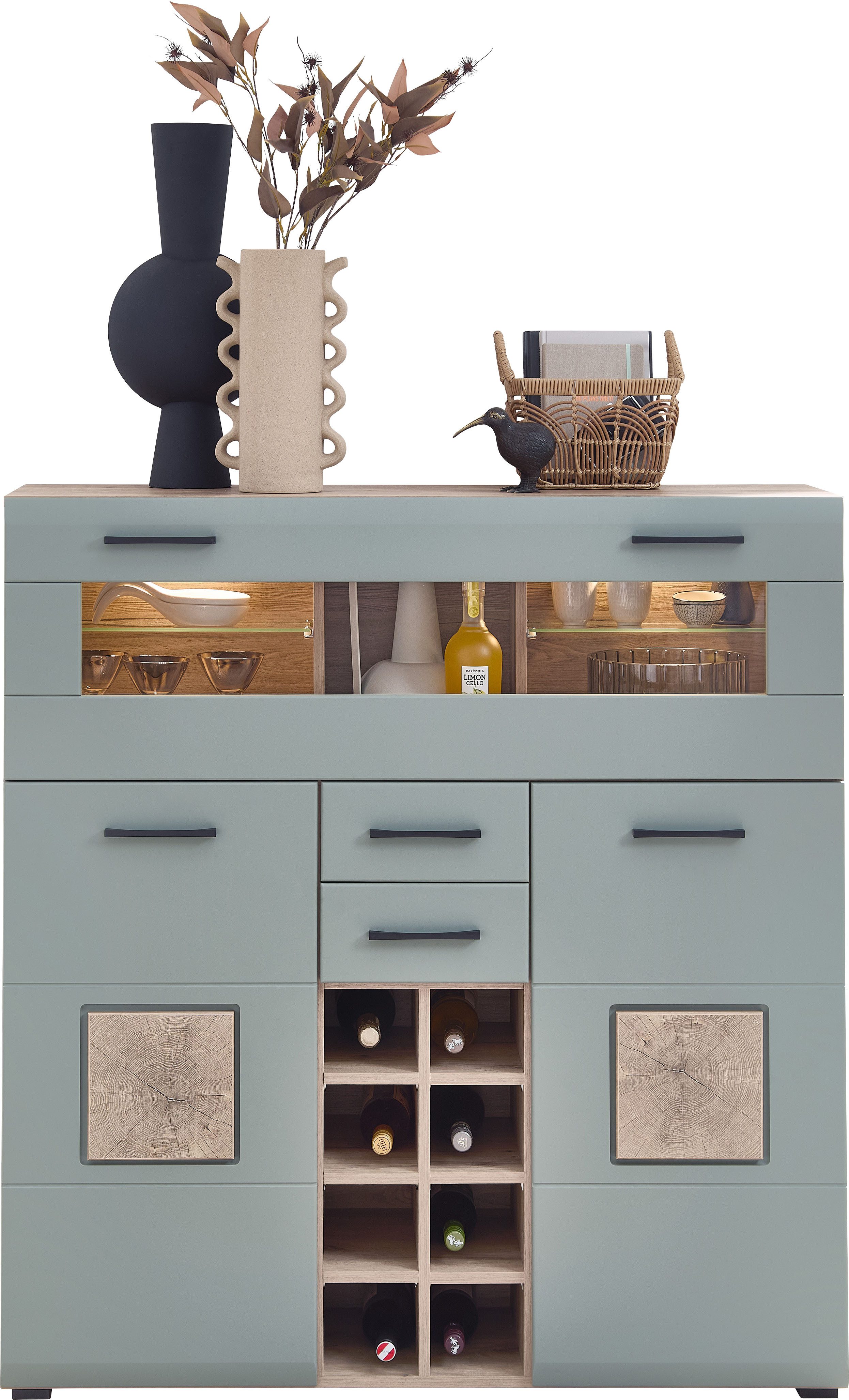 Innostyle Barschrank FUN PLUS II 2 Holztüren, 19 Fächer, 1 Klappe, Softclose, ABS Kantenschutz