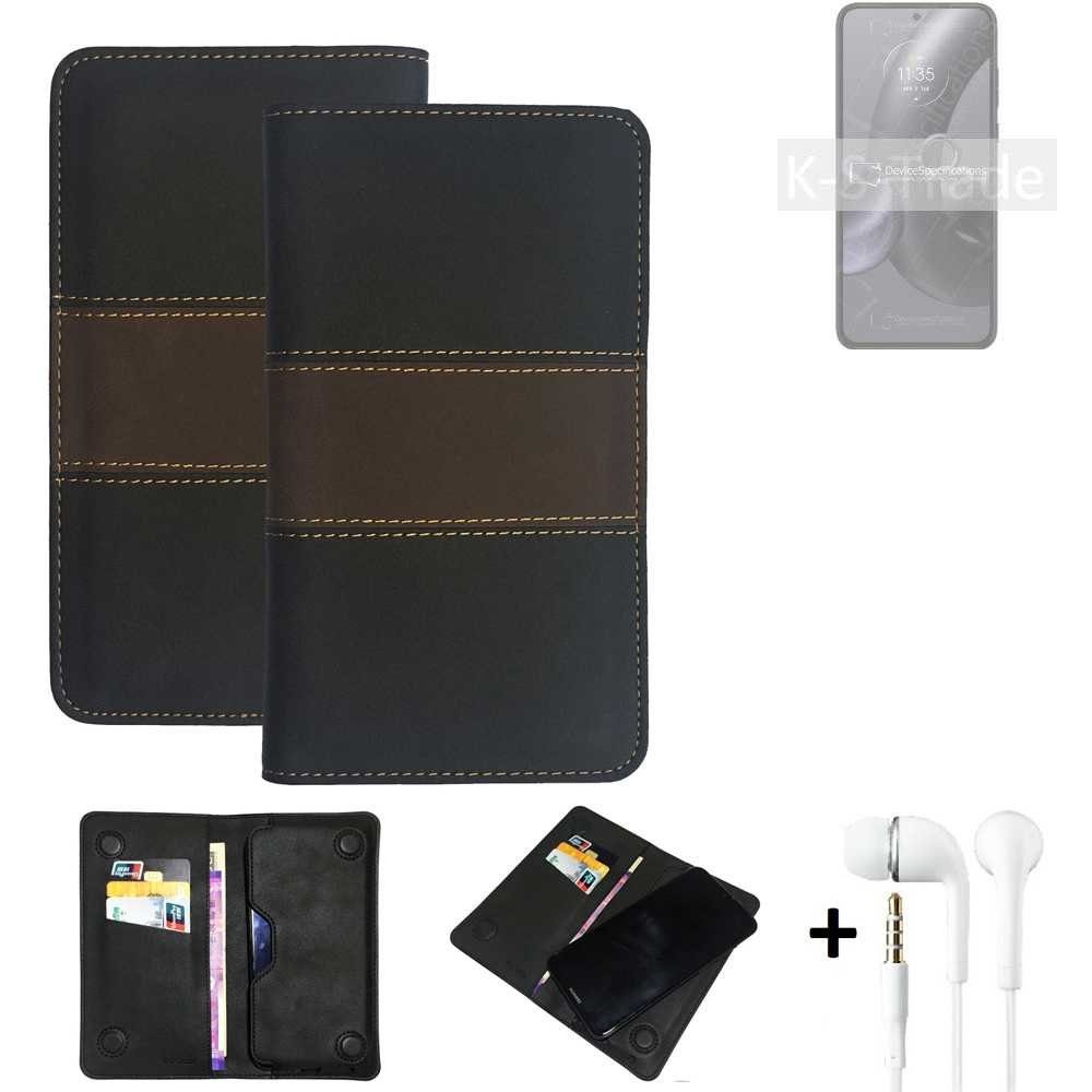 K-S-Trade Handyhülle für Motorola Edge 30 Neo, Handyhülle + Kopfhörer Schutzhülle Walletcase Bookstyle Tasche