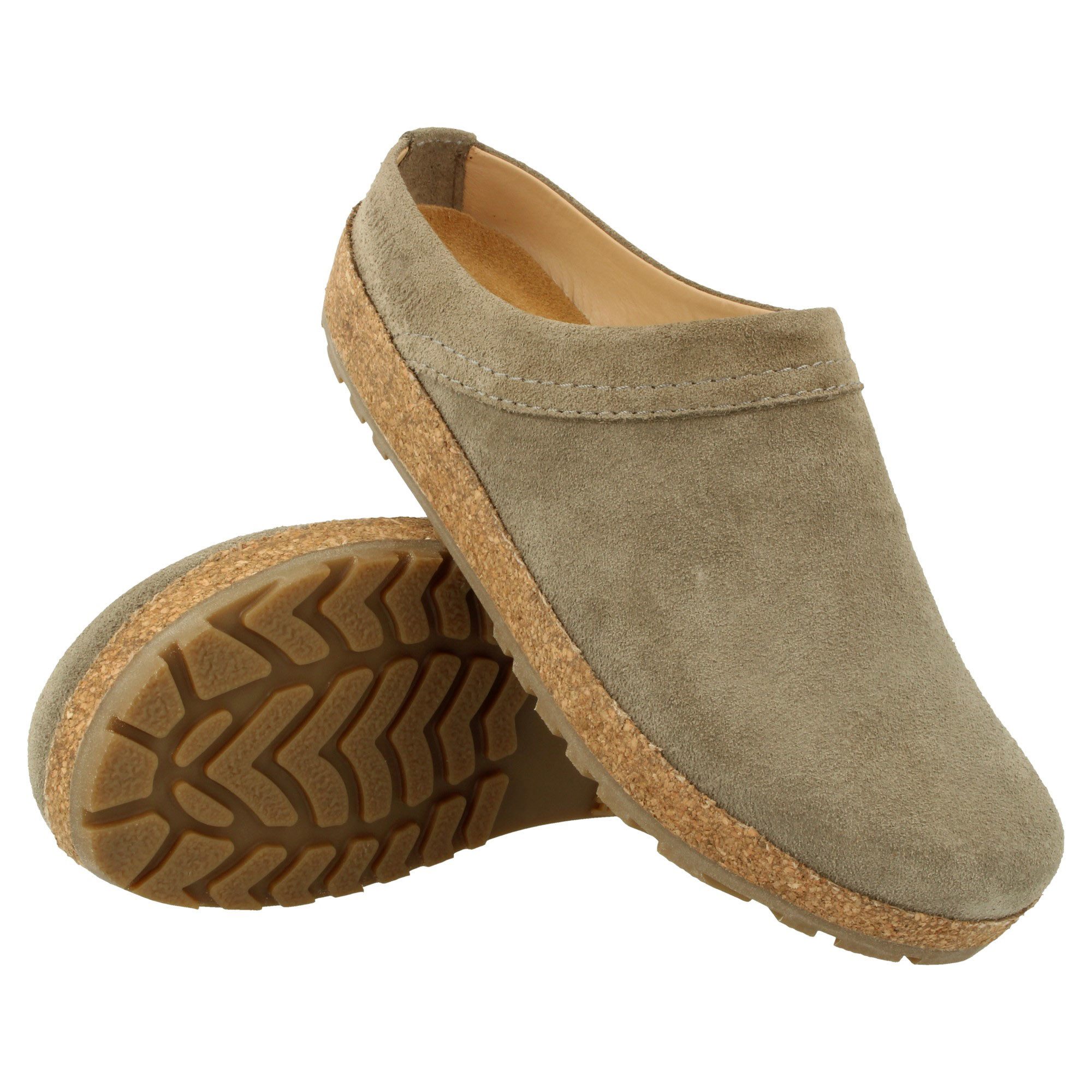 Haflinger Haflinger Malmö Lederclog Unisex mit Korkfußbett und Gummisohle Hausschuh