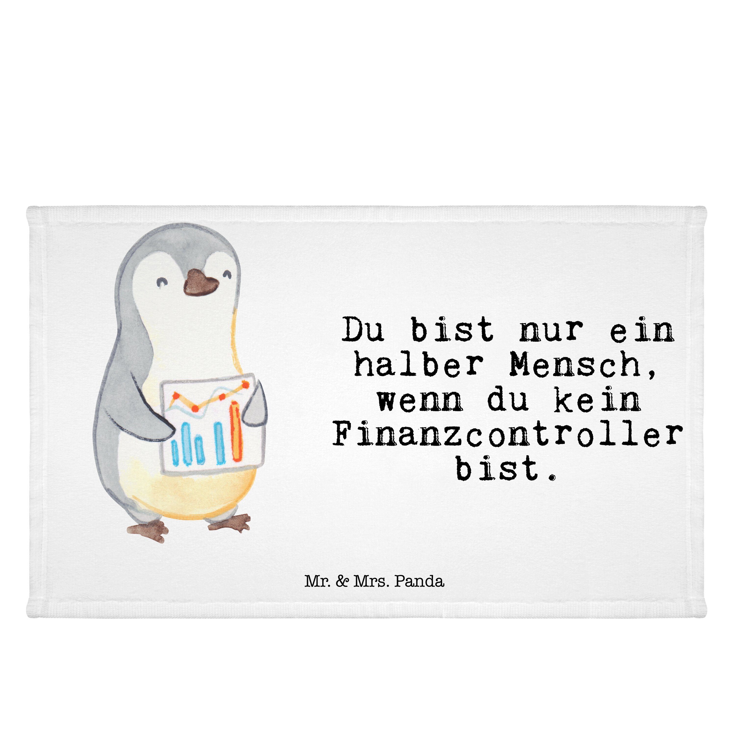 Mr. & Mrs. Panda Handtuch Finanzcontroller mit Herz - Weiß - Geschenk, Arbeitskollege, Reisehan, (1-St)