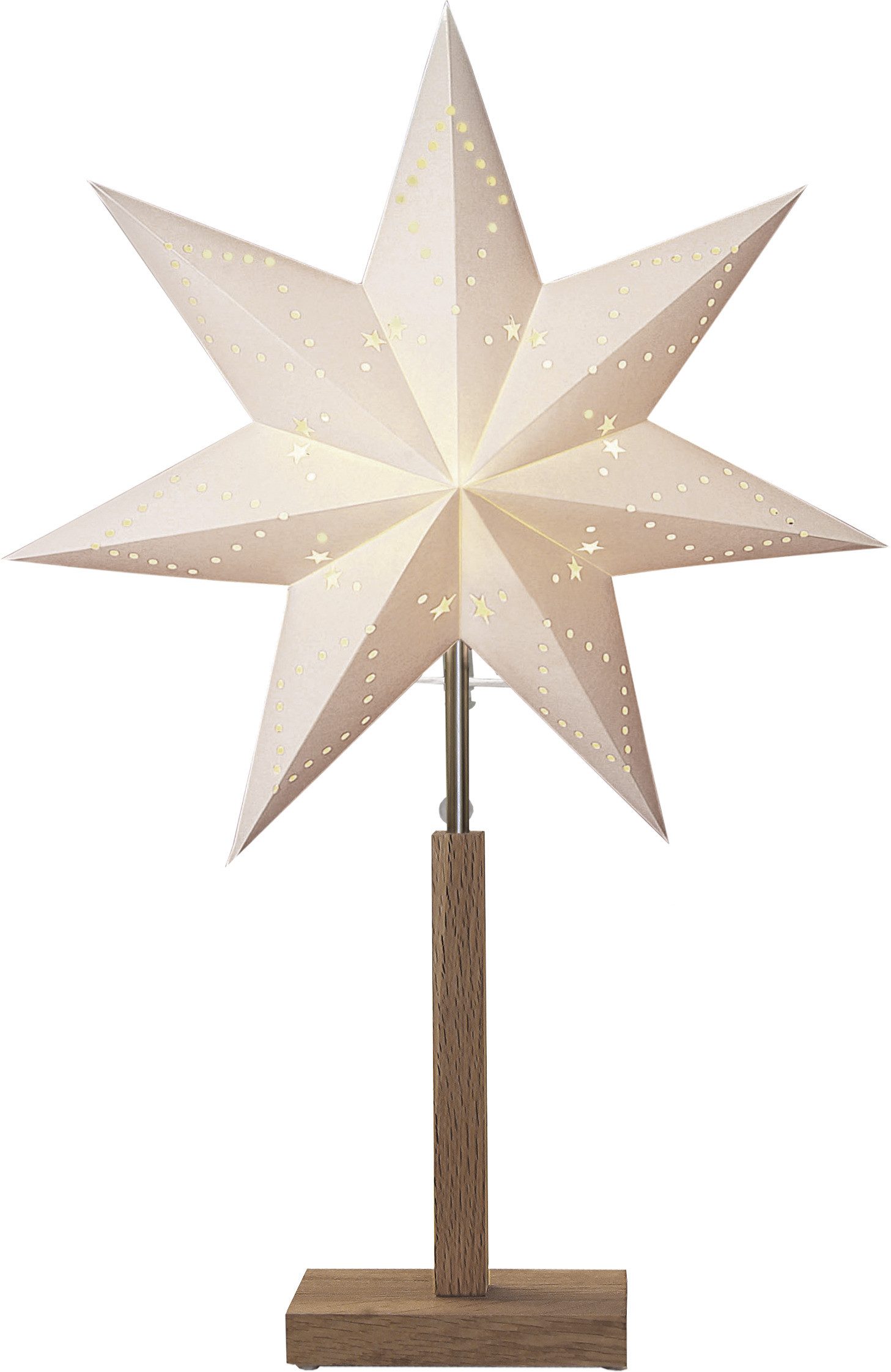 STAR TRADING Stehlampe Standleuchte Stern Karo, Ein-/Ausschalter, ohne Leuchtmittel, Tischlampe, Weihnachtsstern, Deko-Stern, 7-zackig, Weihnachtsdeko