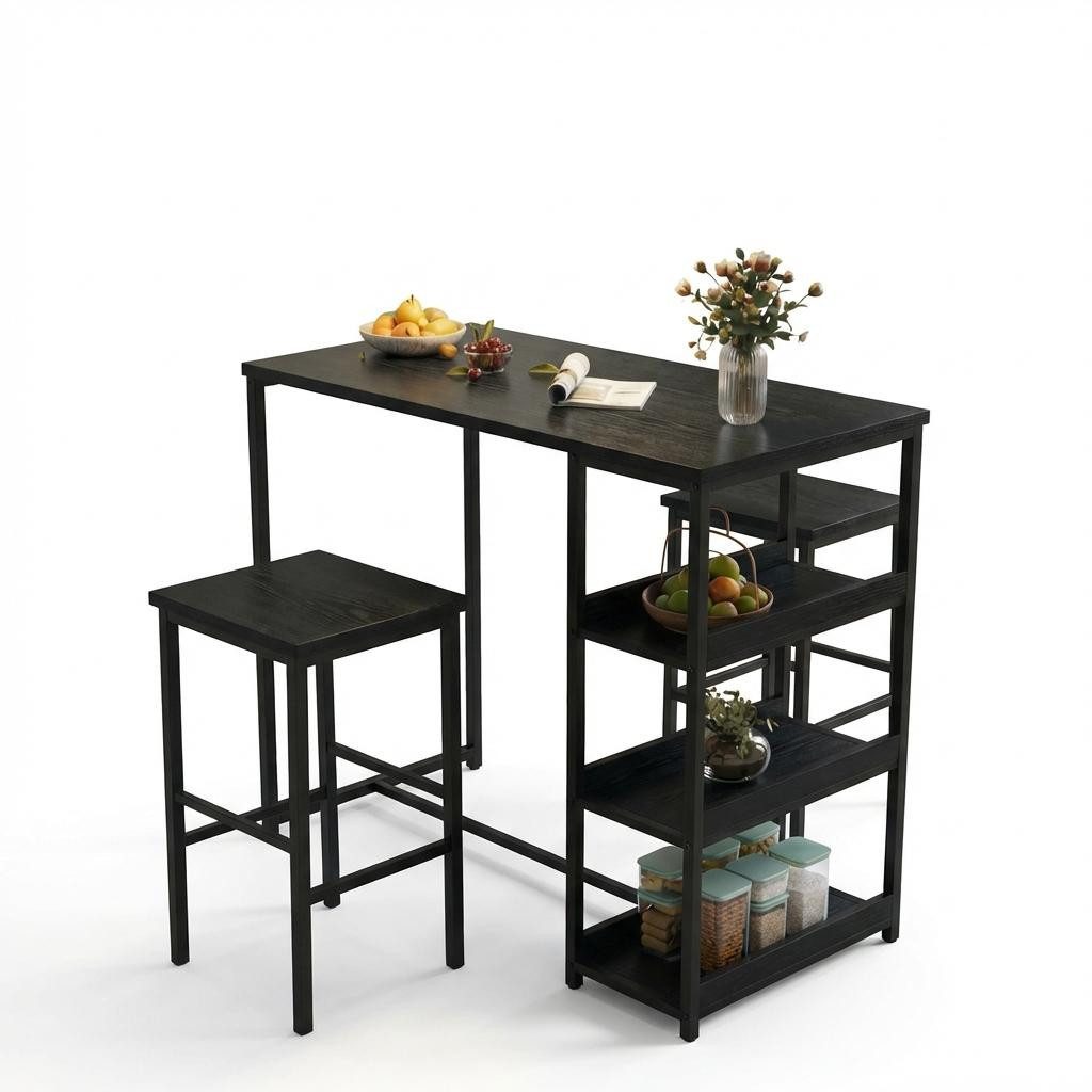 GarveeMore Essgruppe Esstisch mit 2 Stühlen Bartisch Küchentisch für Küche & Esszimmer