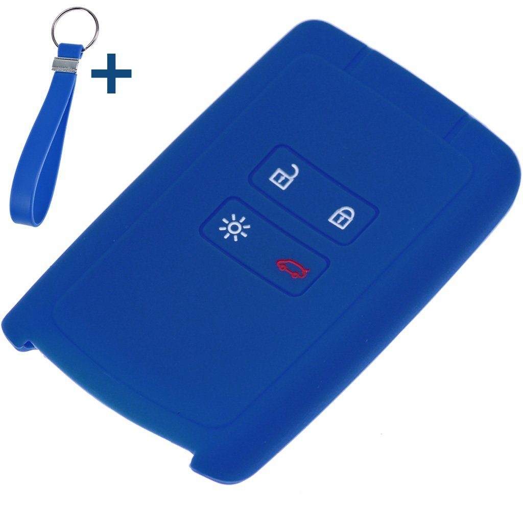 mt-key mit 4 SMARTKEY Megane passendem Tasten für Blau Renault Schlüsselband, Kadjar Clio Silikon Captur Schutzhülle Schlüsseltasche Autoschlüssel KEYLESS