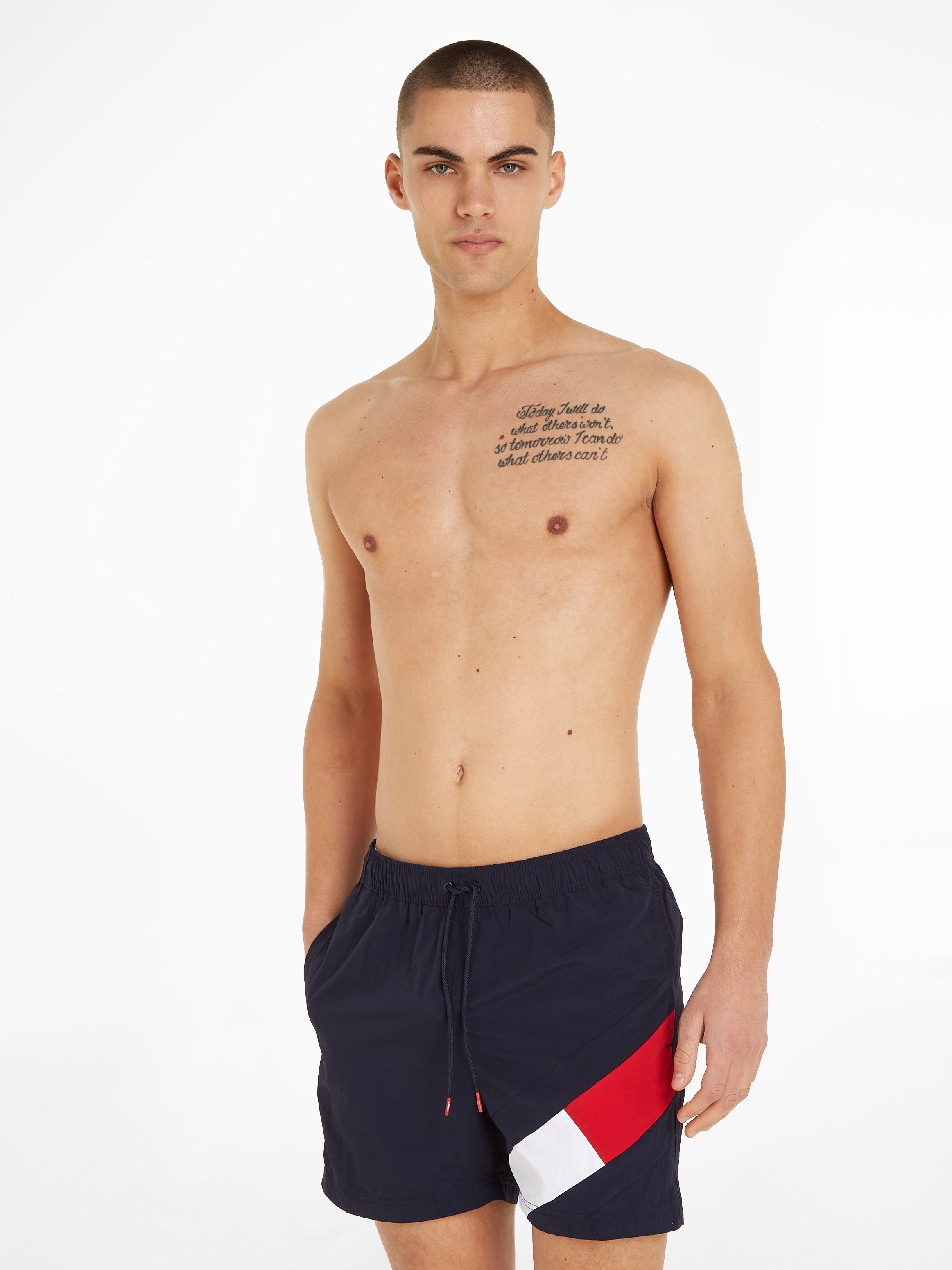 Hilfiger Tommy Markenlabel Desert-Sky mit MEDIUM Tommy Swimwear SF Badeshorts DRAWSTRING Hilfiger