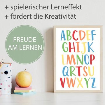 Tigerlino Poster 8er Set ABC Zahlen Autos Lernposter Verkehr Kinderzimmer Wandbilder