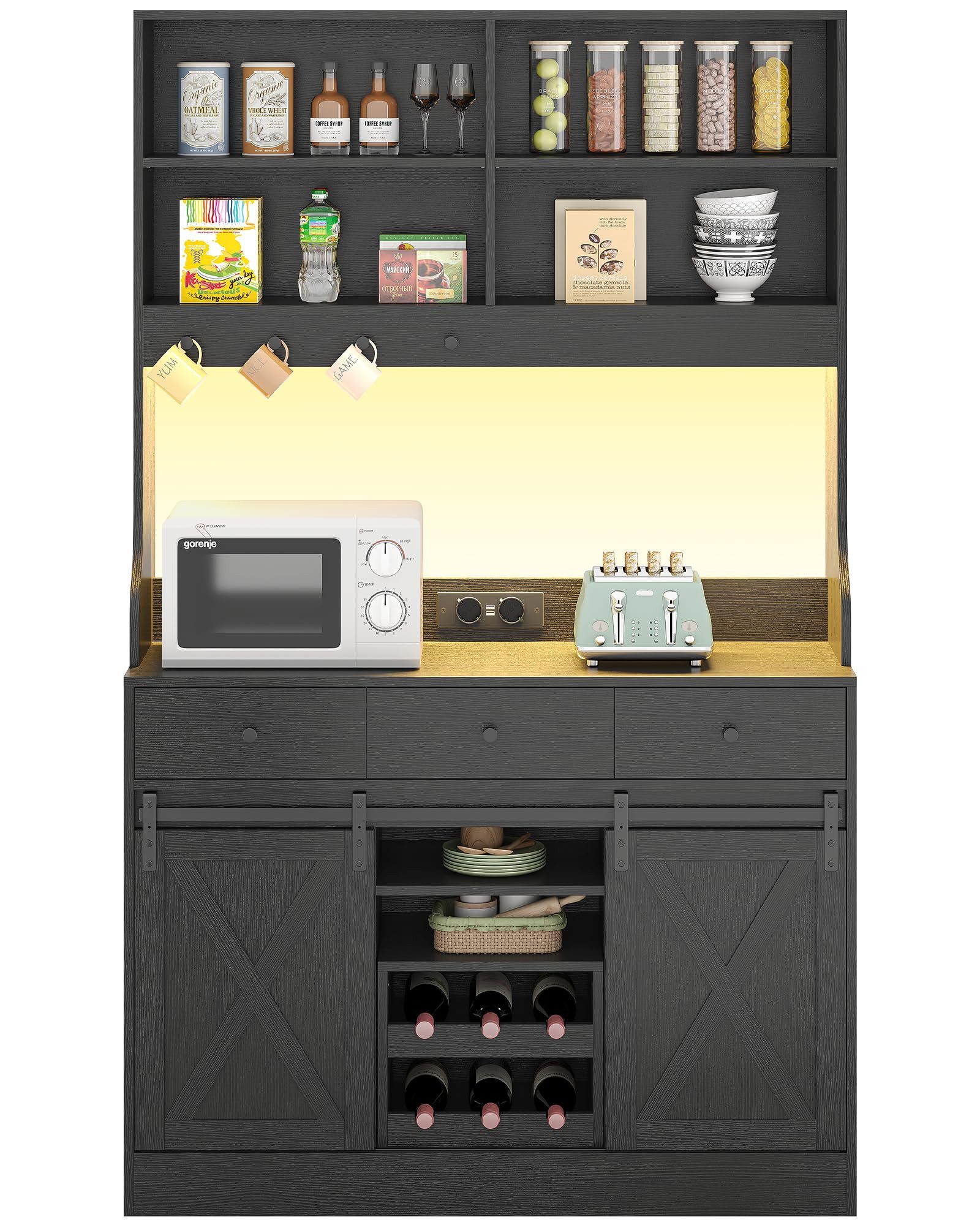 Küchenbuffet Küchenschrank Sideboard Mehrzweckschrank mit LED-Beleuchtung