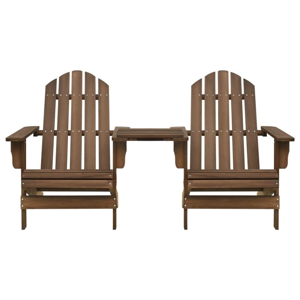 vidaXL Gartenstuhl Garten-Adirondack-Stühle mit | Teetisch (1 Tanne Massivholz St) Braun Braun Braun