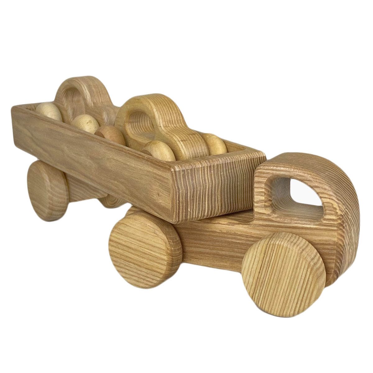 Lotes Toys Spielzeug-Transporter Lotes Toys Holzbaufahrzeug Auto Set, (sparset, 4-tlg., packung), Jedes Holzauto ist ein Unikat
