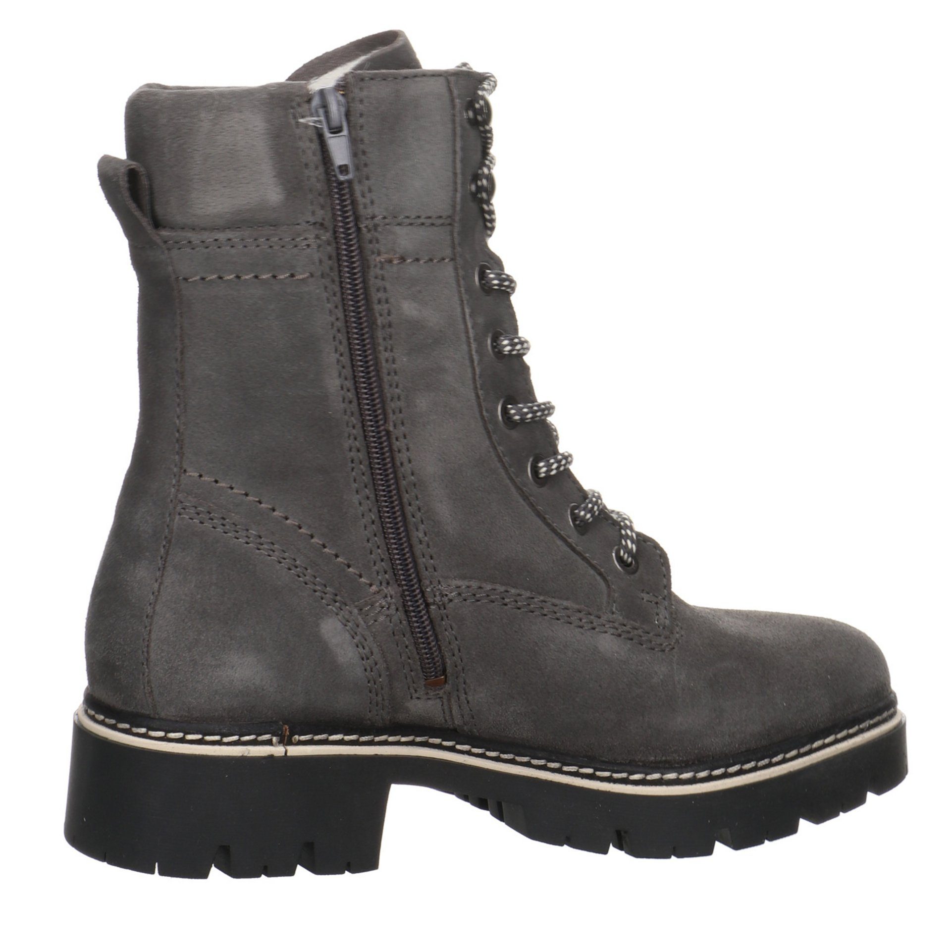 Tamaris Boots Lederkombination uni Schnürstiefel Lederkombination ANTHRACITE