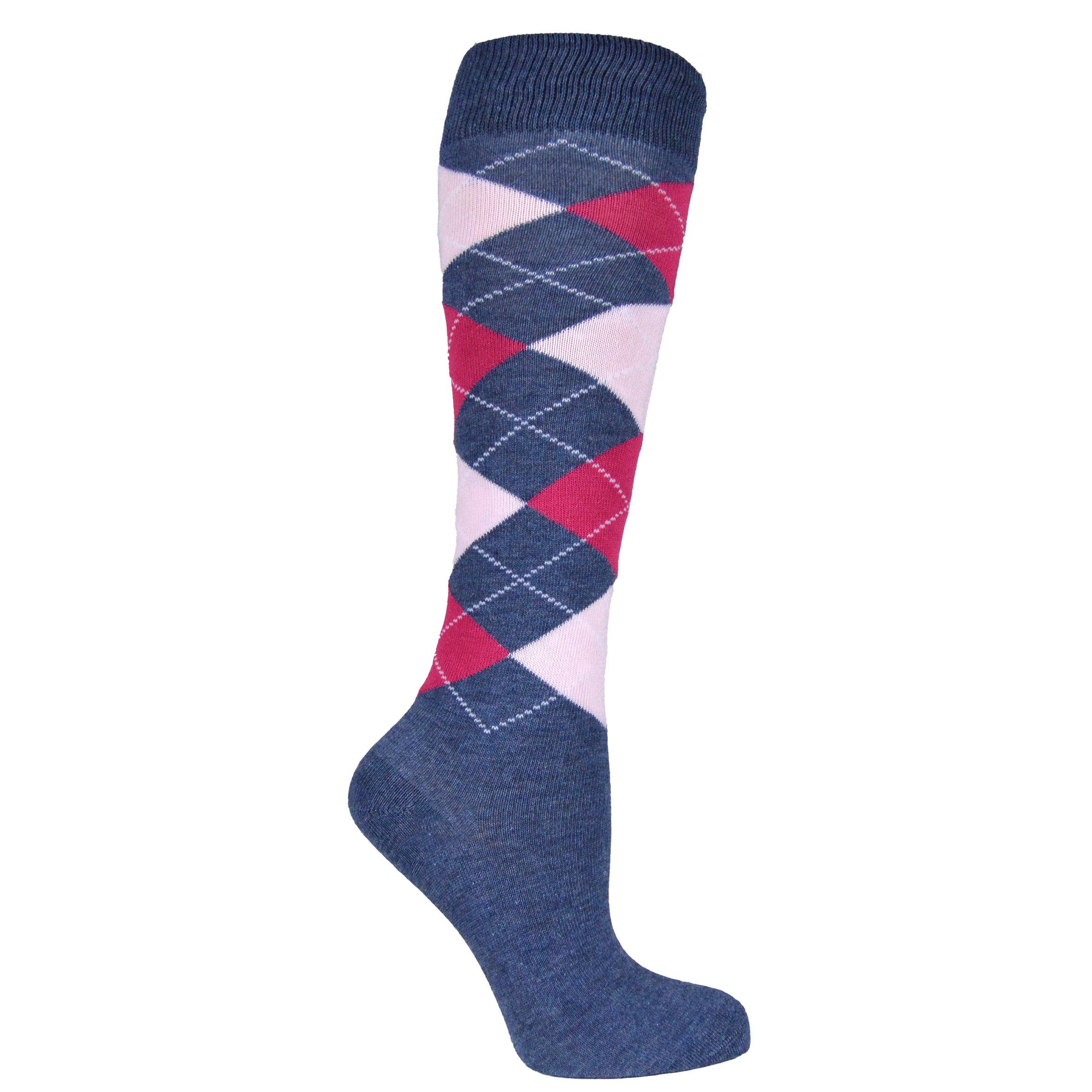 Socked Kniestrümpfe Damen Kniestrümpfe, Baumwolle (6-Paar, 4 verschiedene Farben) Baumwolle, lange Socken,Strümpfe, guter Halt, kniehoch, Uni / Karo – Bild 2 von 5