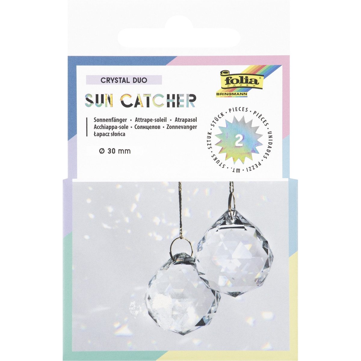 Folia Max Bringmann KG Dekorationsfolie folia Kristallkugeln Sun Catcher Crystal Duo Ø3cm 2 Stück