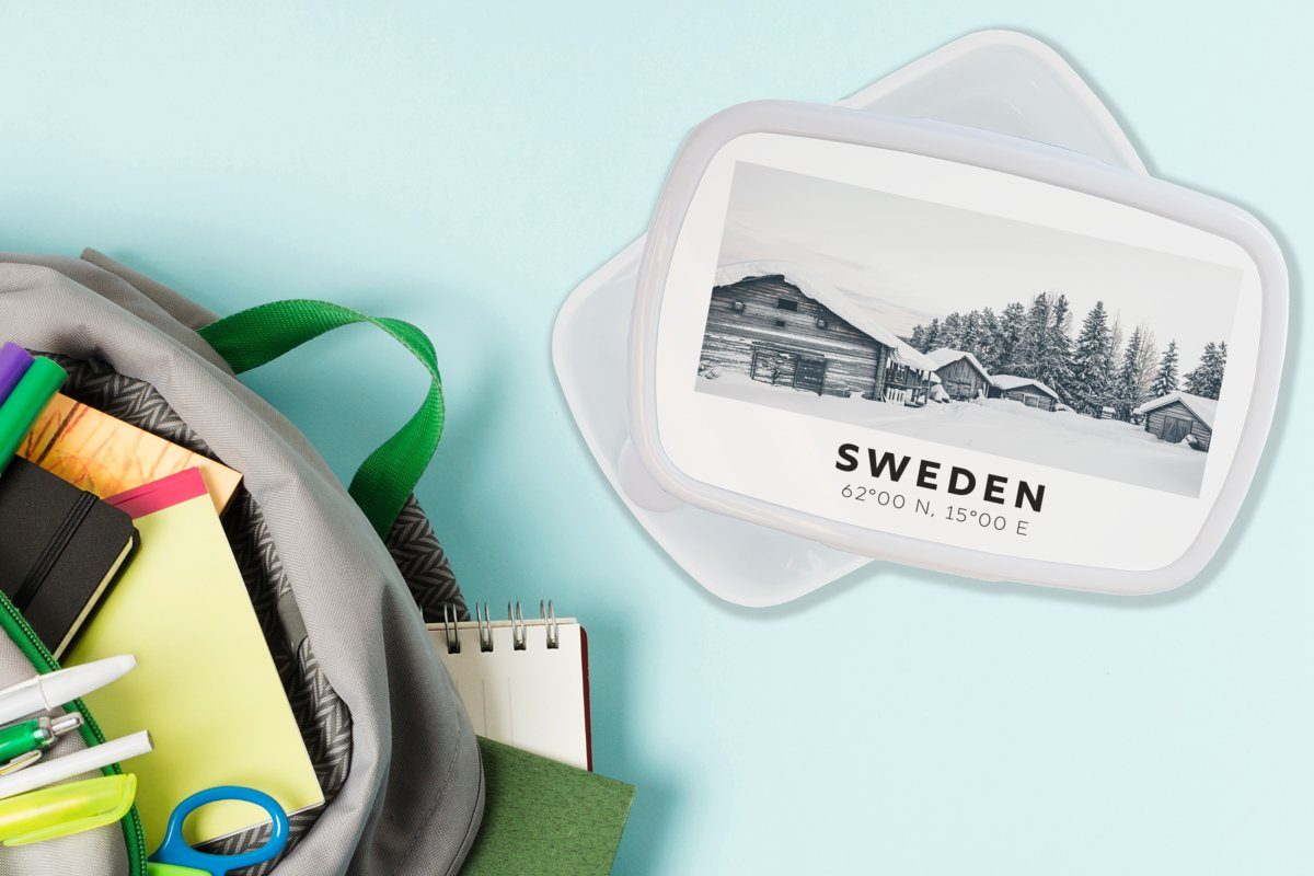 Erwachsene, Jungs MuchoWow und Skandinavien, - für Brotdose, Schnee Schweden (2-tlg), Mädchen weiß Kunststoff, für und Kinder - - Baum Lunchbox Brotbox
