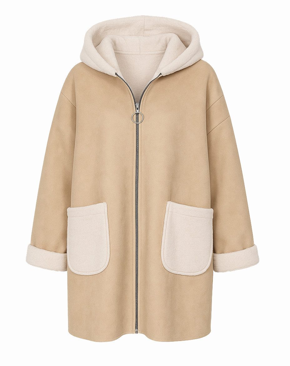 Mississhop Fellimitatmantel Damen Kunstfelljacke mit Kapuze günstig online kaufen