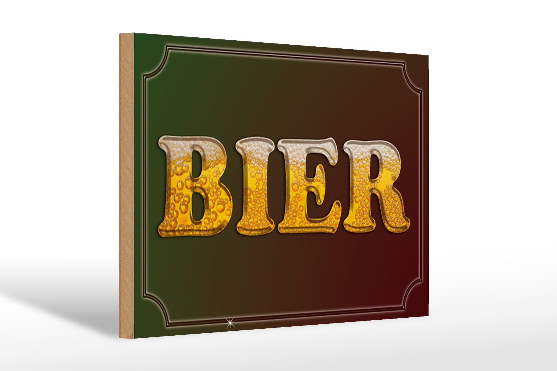 Holzbild Hinweis 30x20cm Bier Wanddeko