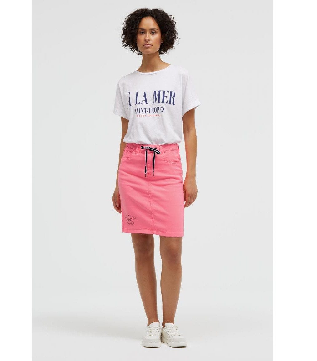 SOCCX Jeansrock Kurzer Jeansrock AN:NE mit Print 5-Pocket-Style