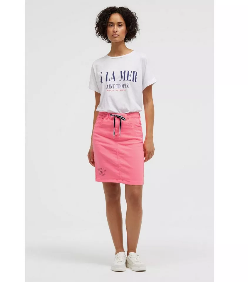 SOCCX Jeansrock Kurzer Jeansrock AN:NE mit Print 5-Pocket-Style