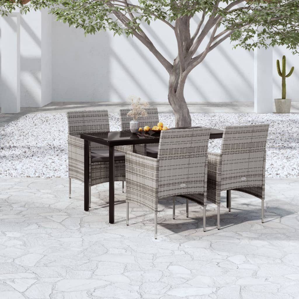 vidaXL GartenEssgruppe »5tlg. GartenEssgruppe mit Kissen Grau und