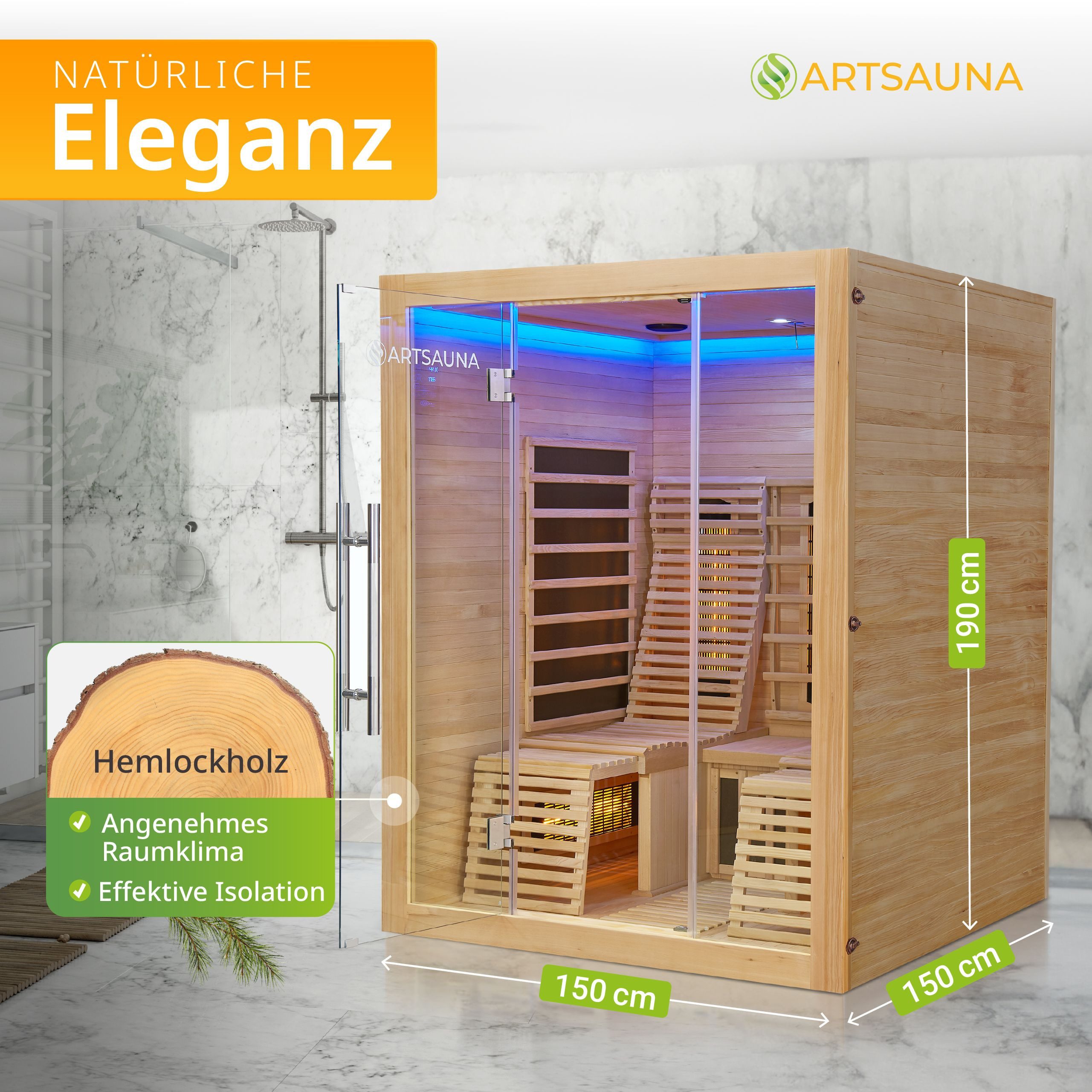 Artsauna Infrarotkabine Helsinki150 Dual-Technologie, für 3 günstig online kaufen