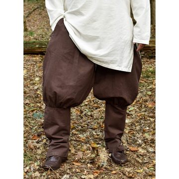 Battle Merchant Wikinger-Kostüm Wikinger Hose / Rushose Olaf, braun, aus Baumwolle