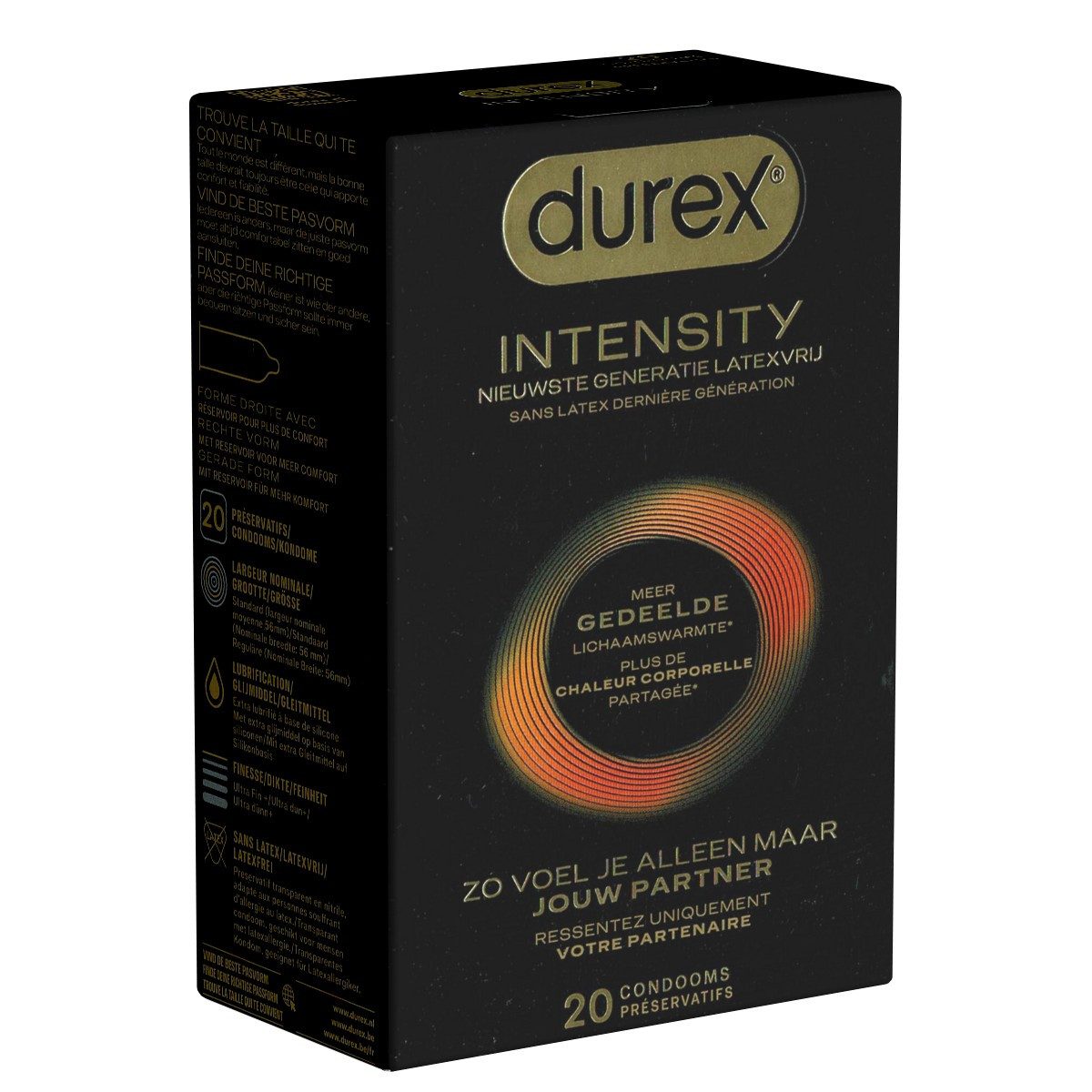 durex Kondome Intensity Packung mit, 20 St., hypoallergene Kondome aus Nitrilkautschuk, ultradünne und latexfreie Markenkondome