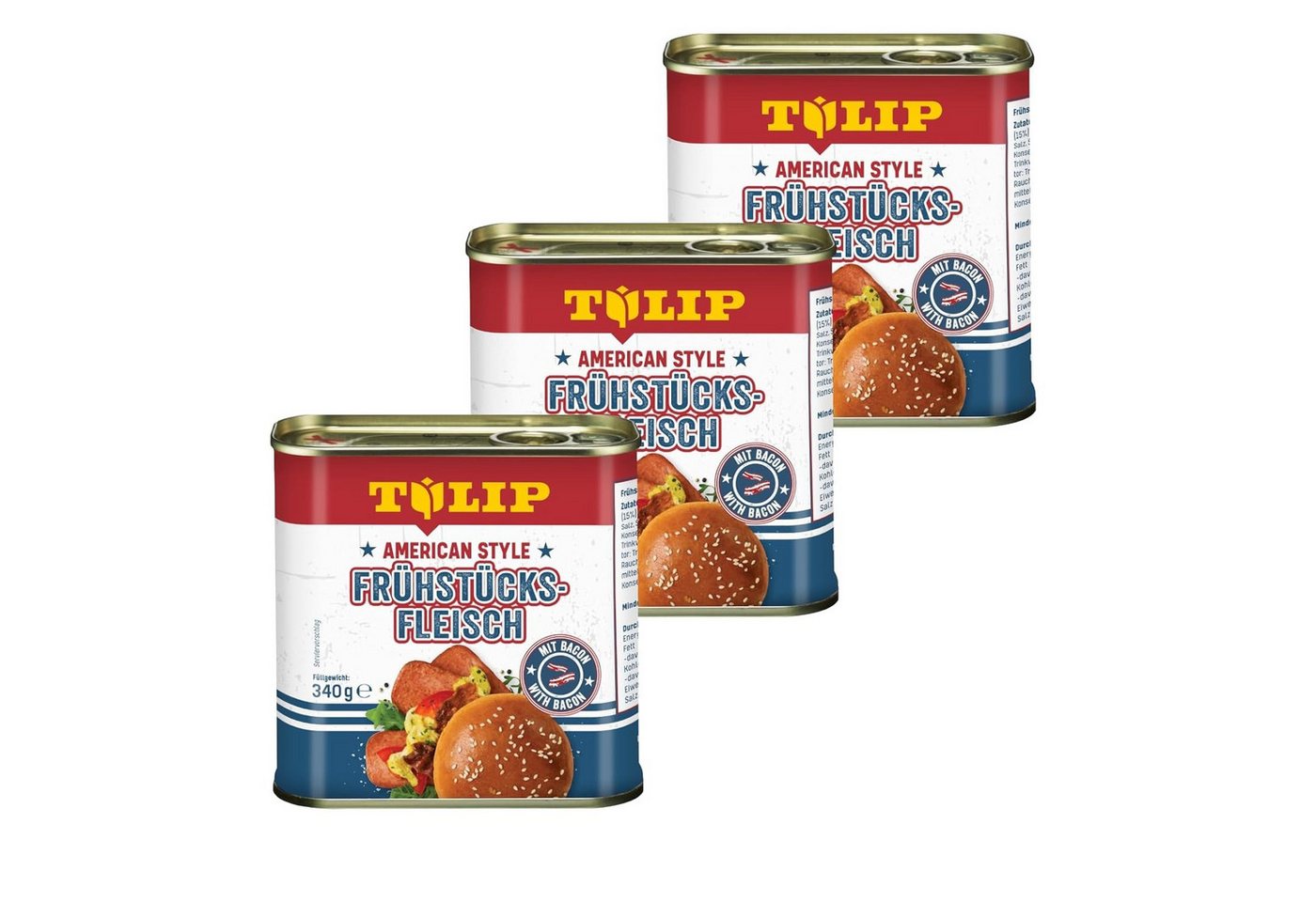 TULIP Wurstkonserve Frühstücksfleisch 340g American Style Original Dosenfleisch Konserve, 340 g, Frühstücksfleisch