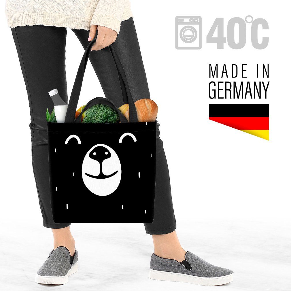 süß Bär Zeichnu Grafik Gesicht Schwarz Tiere Cartoon Karte Tier Henkeltasche (1-tlg), Weiss VOID