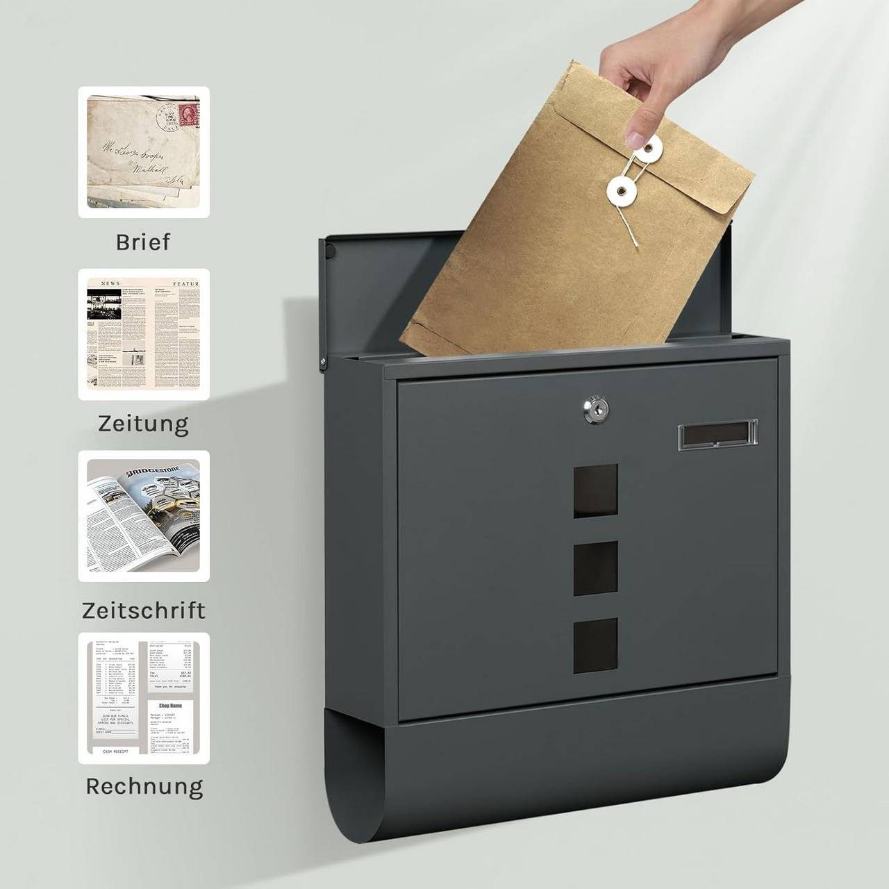 Woltu Wandbriefkasten (1-St), Postkasten mit Zeitungsfach günstig online kaufen